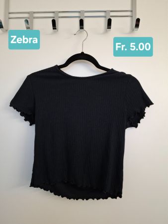Shirt kurz unifarben schwarz von Zebra Gr. S