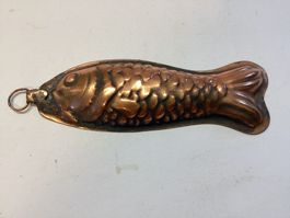 Alte Spielzeug Backform Fisch Kupfer für Puppenküche