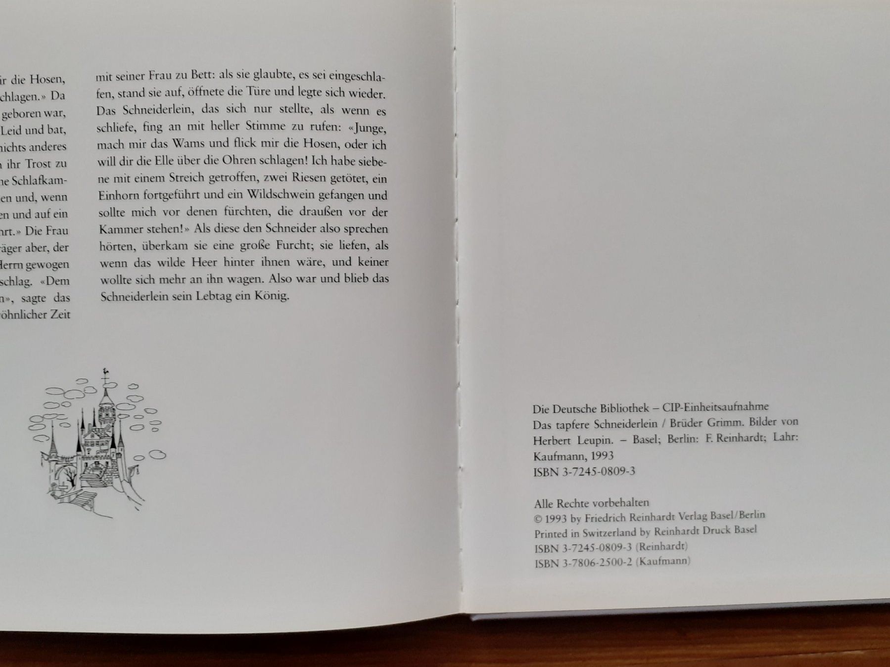Libri: Das tapfere Schneiderlein /Gebrüder Grimm/Herbert Leupin EA – Nuovo (secondo la descrizione) da Basel venduto da Luge 4