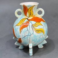 Ancien vase Rosenthal en céramique peinte motid floral