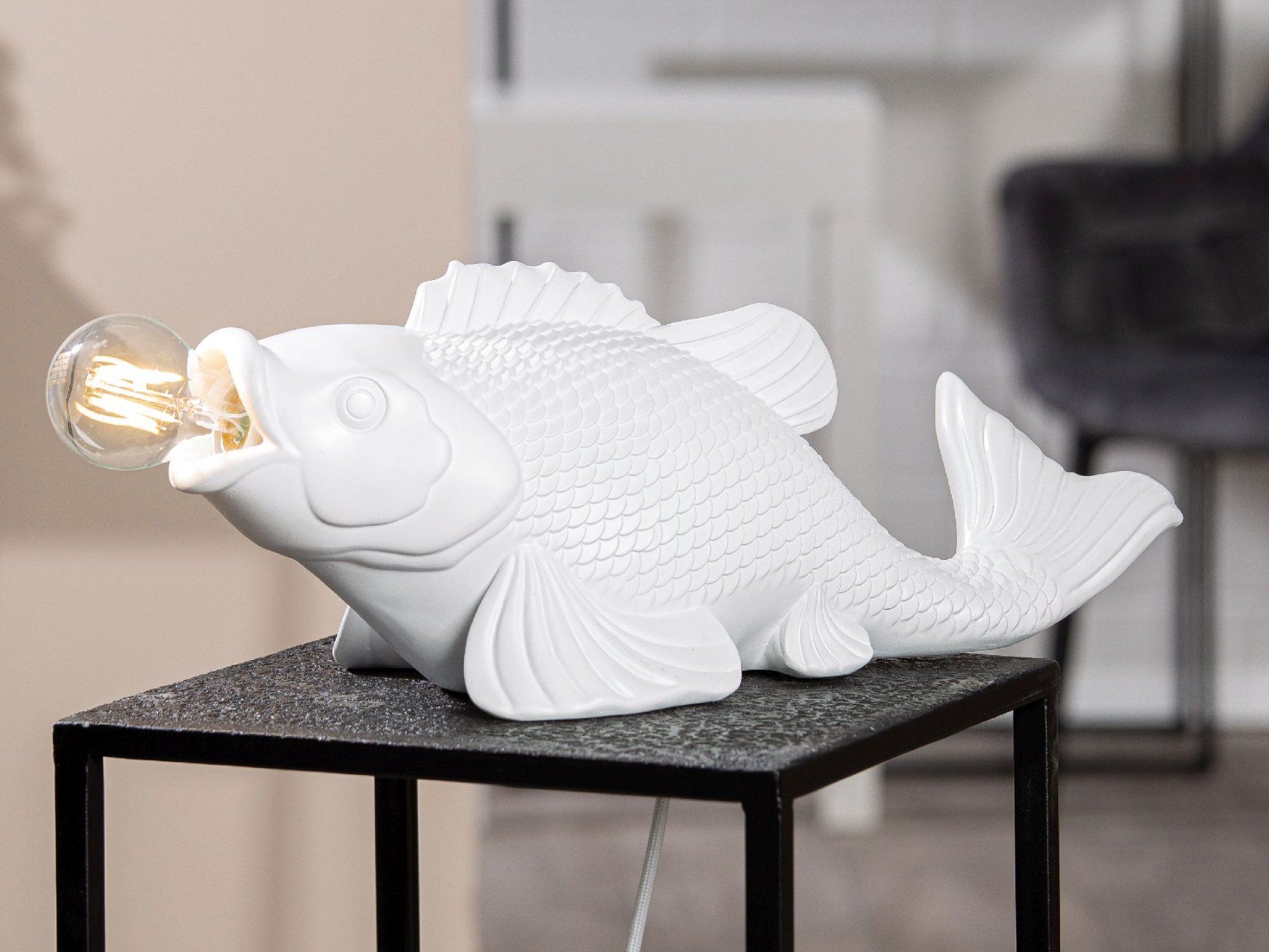 Lampade: Koi Fisch Lampe Weiss – Nuovo e nell'imballaggio originale da Schaffhausen venduto da AtelierPudesco