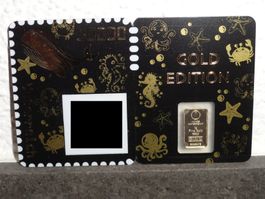 limitiert 1000 Stück: Crypto Stamp GOLDENER WAL +1g Echtgold