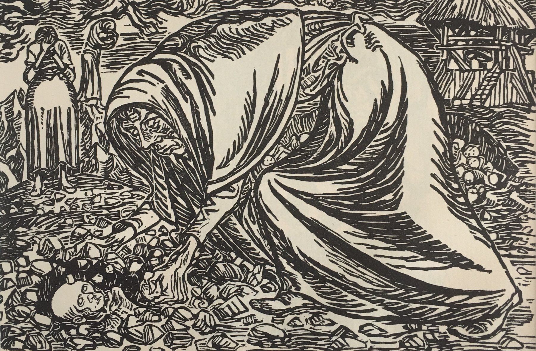 Xilografie: Ernst Barlach  "Männer an Gräbern"  und   "Der Kindertod" – Usato da Nennigkofen venduto da juhit 5