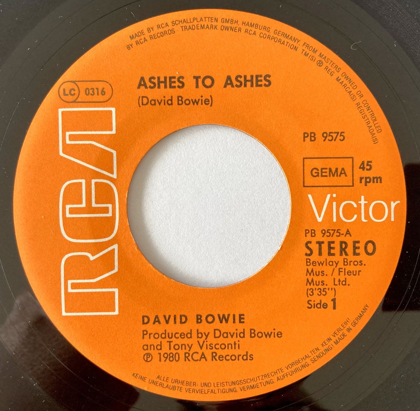 Schallplatten: DAVID BOWIE - ASHES TO ASHES – Gebraucht aus Bottens von hotter-than-hell 2
