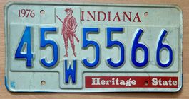US Nummernschild Indiana 1976 45-5556 W