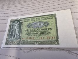 Tschechoslowakei 50 Kronen Banknote Jahrgang 1953