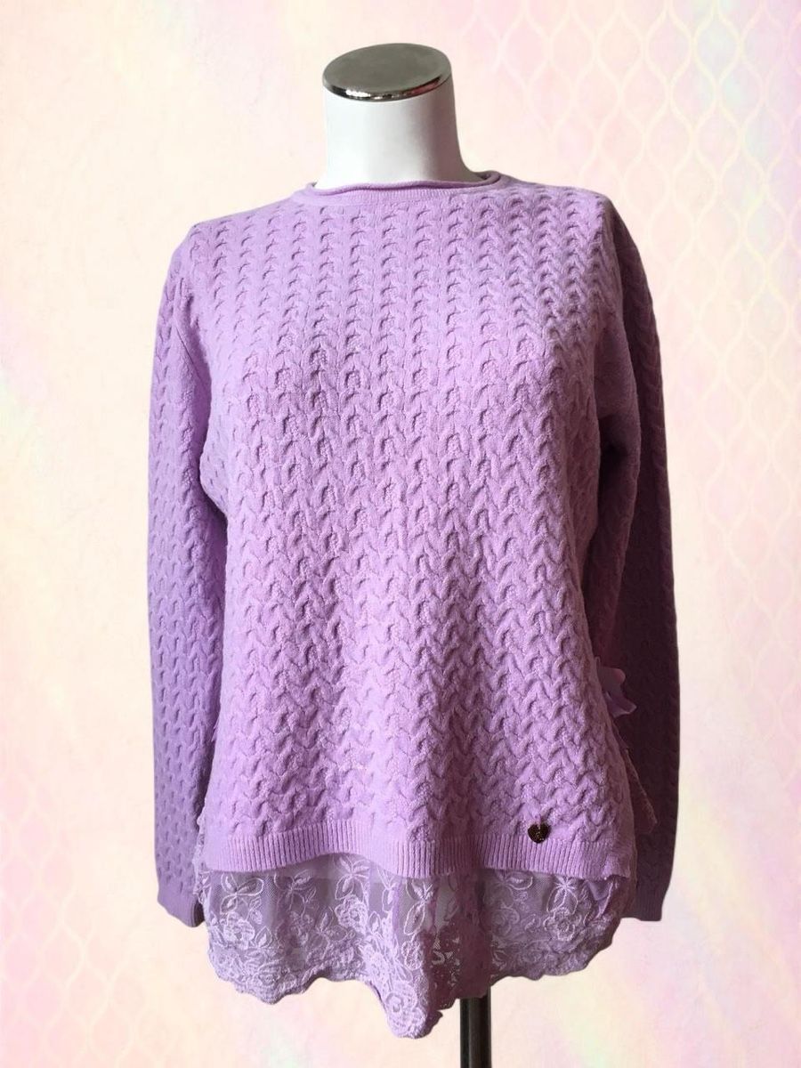 Maglioni & Felpe: Pull lilas - L/XL - détail dentelle  – Usato da Troinex venduto da Irisglo 2