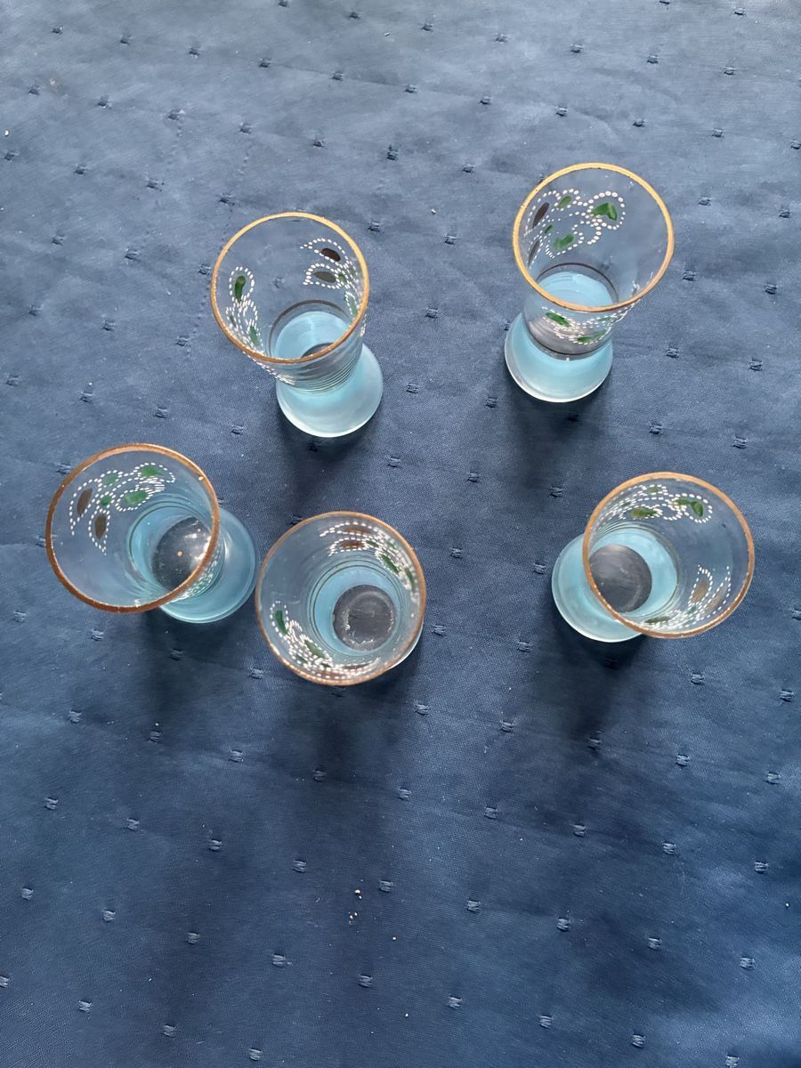 Caraffe: antikes Liqueurservice, hellblau – Usato da Dornach venduto da Rosengarten 5