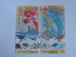 East Caribbean 2 Dollars 2023 2024, P-61,  POLYMER, Unc