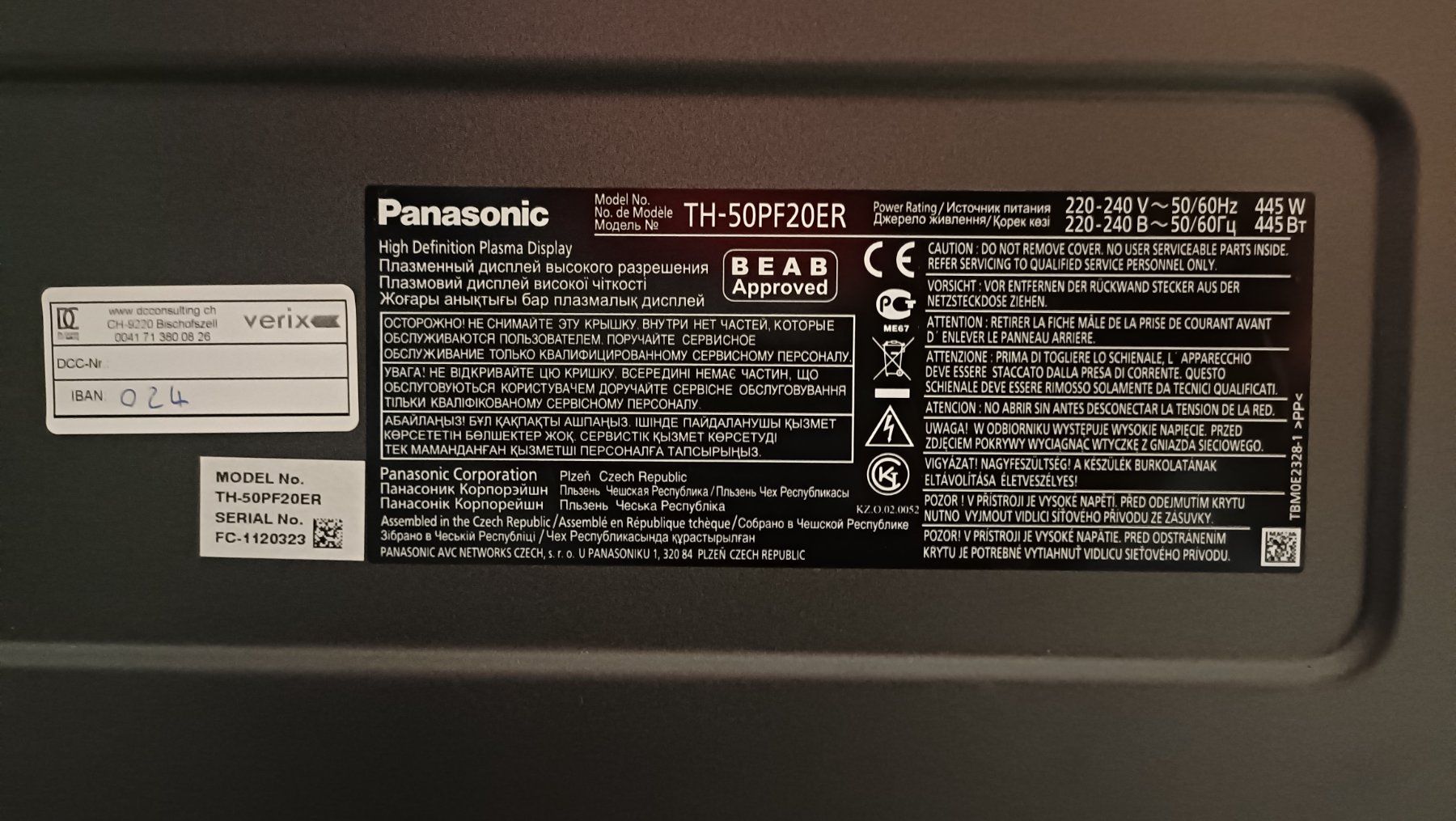 Panasonic Fernseher: Panasonic Plasma TV TH-50PF20ER – Gebraucht aus St. Gallen von schatz2406 1