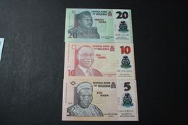 Serie UNC Nigéria 5/10/20 Naira 2022