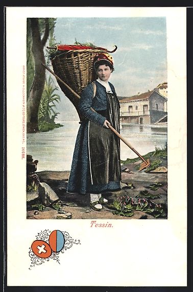 Cartoline postali: AK Tessin, Magd in Tracht – Usato da Berlin venduto da bartko-reher