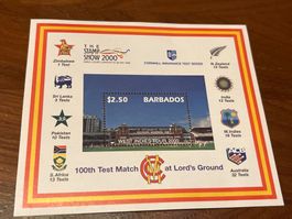 Briefmarke Rugby Barbados West Indies Tour 2000