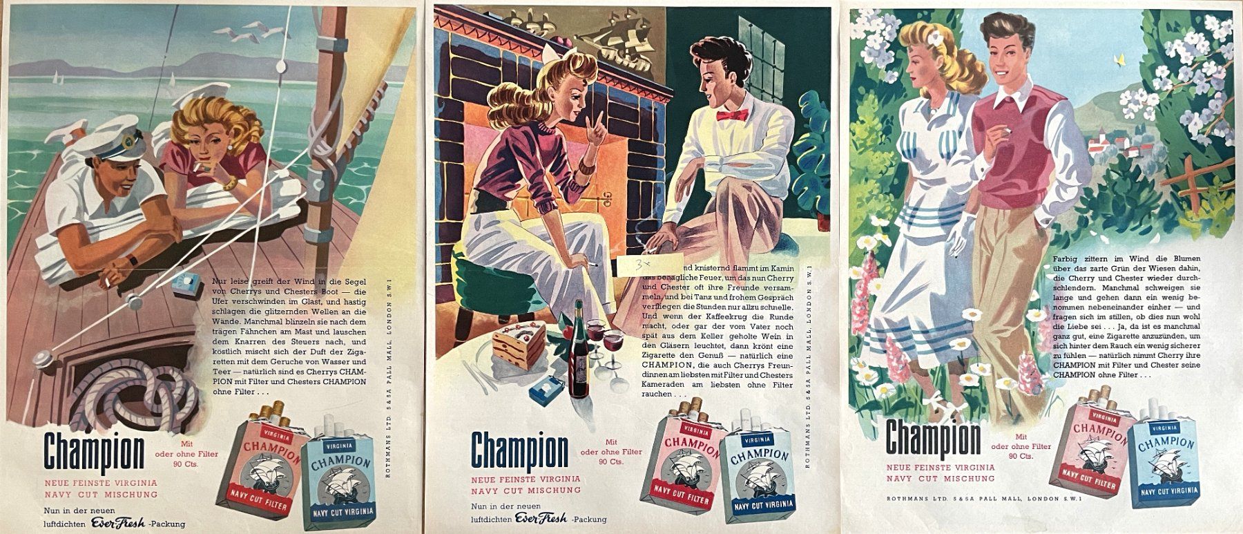 Foto & Immagini: Champion Cigarettes - 3 alte Werbungen / Publicités 1950 – Usato da Savagnier venduto da Ne2065 1