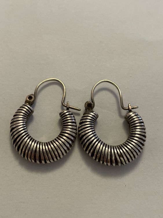 Boucles D'oreilles Anciennes En Argent Massif 925 - Style Boucle Antique - Bijou Vintage Occasion