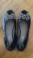 Vera Wang Lavender Black Jeweled Peep-Toe Ballet Flats 