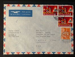 Luftpost Brief 1956 von Zürich nach Canton USA