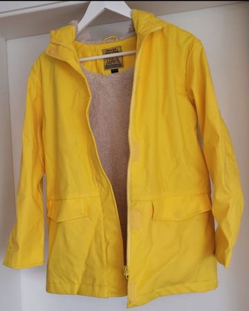 Gelbe, gefütterte Regenjacke Gr. 146/152