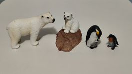 Schleich Polar-Tier Set - Eisbär, Eisbärbaby, Pinguine