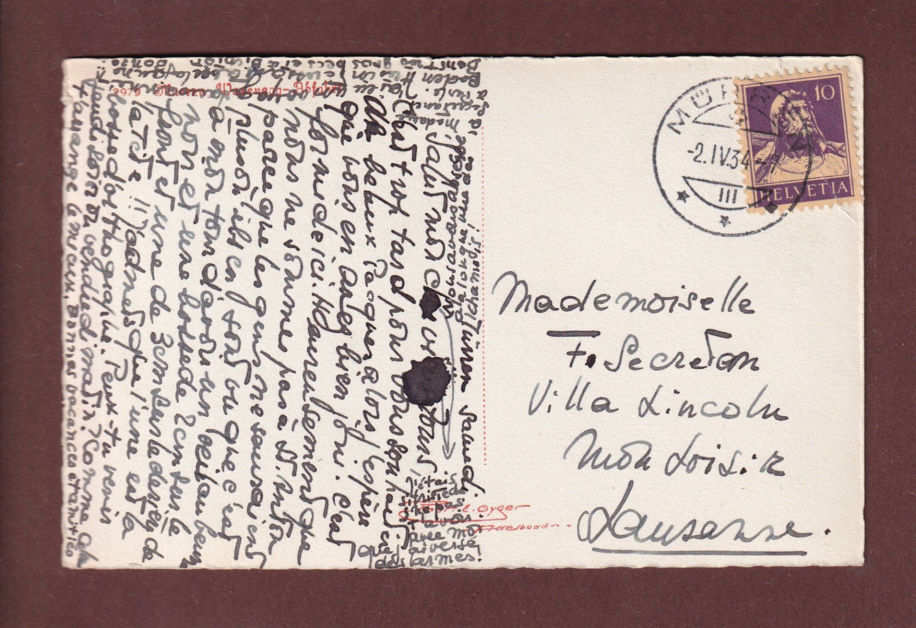 Cartoline postali: MÜRREN - Abfahrt - 1934 E. Gyger // Eckbug // – Usato da Pully venduto da nicecards-shop 1