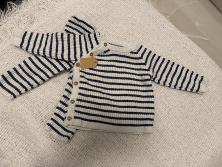Baby Set Bout'chou gestreift weiss blau Grösse 9 Monate