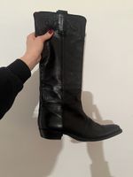 Schwarze Design Leder-Cowboystiefel, Grösse 38.5