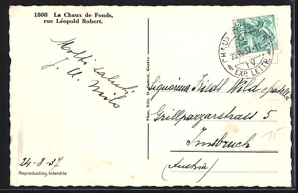 Cartoline postali: La Chaux de Fonds, Rue Léopold Robert,  – Usato da Berlin venduto da bartko-reher 1