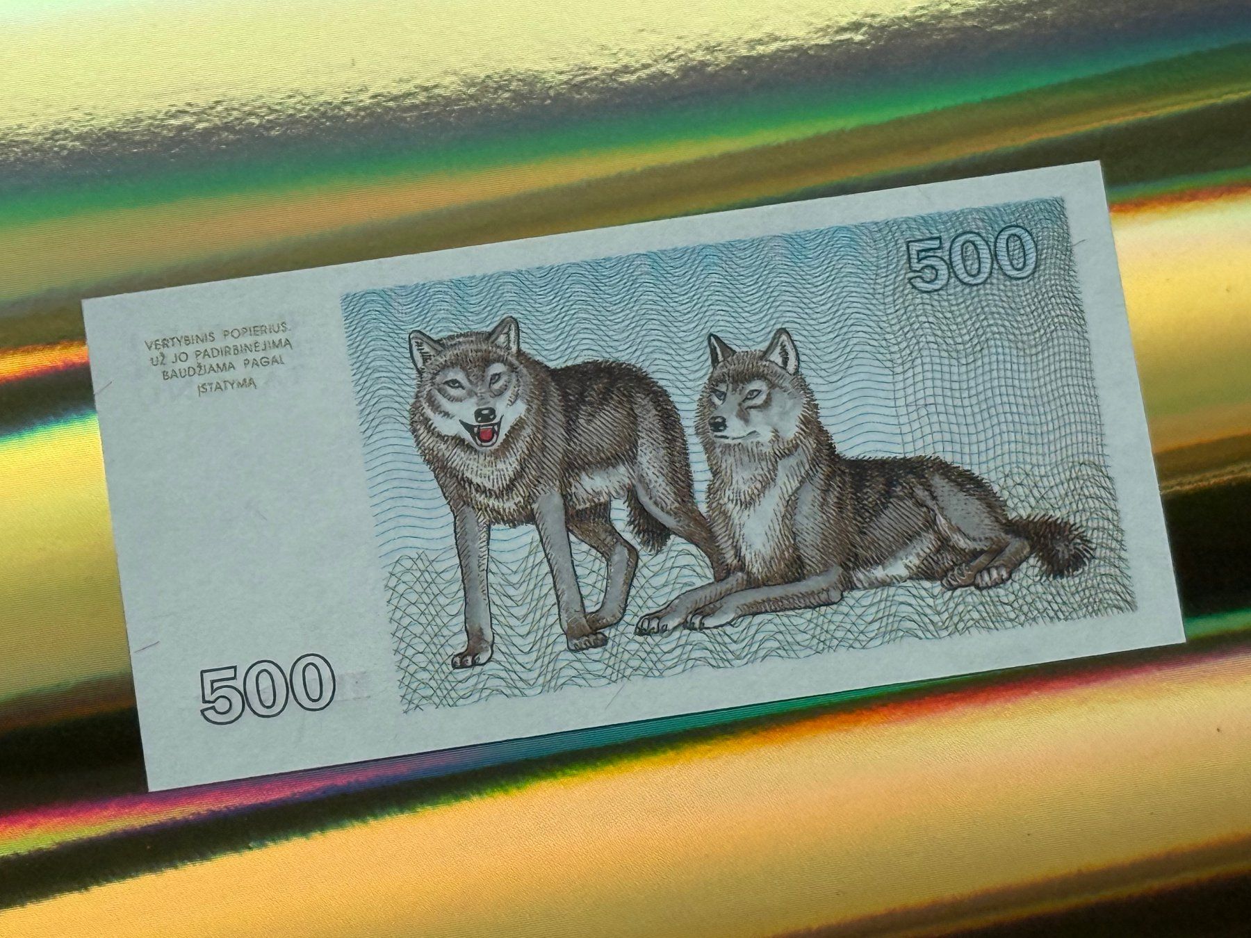 Banconote: Litauen 1993 - 500 Talonu - Wolf - UNC – Nuovo e nell'imballaggio originale da Pfäffikon SZ venduto da Sieben77 3