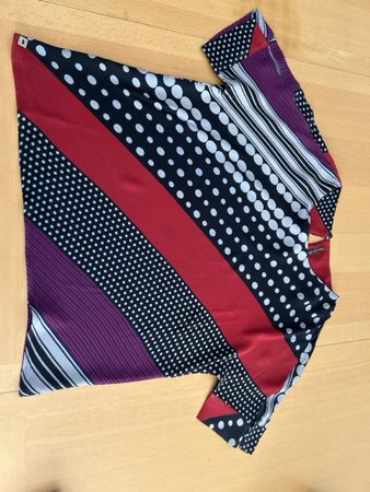 Chemisier à motifs pois et rayures taille 44 bon état