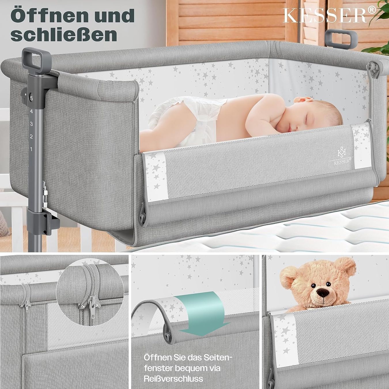 Letti per bambino & Letti da viaggio: KESSER 3in1 Kinderbett Hellgrau – Nuovo e nell'imballaggio originale da Bottighofen venduto da zaap 3
