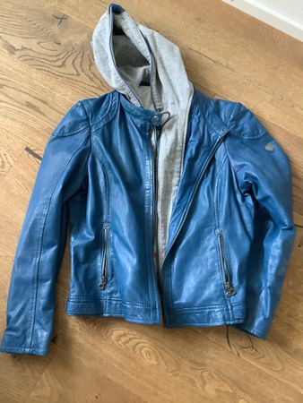 Weiche sportliche Lederjacke Blue ocean