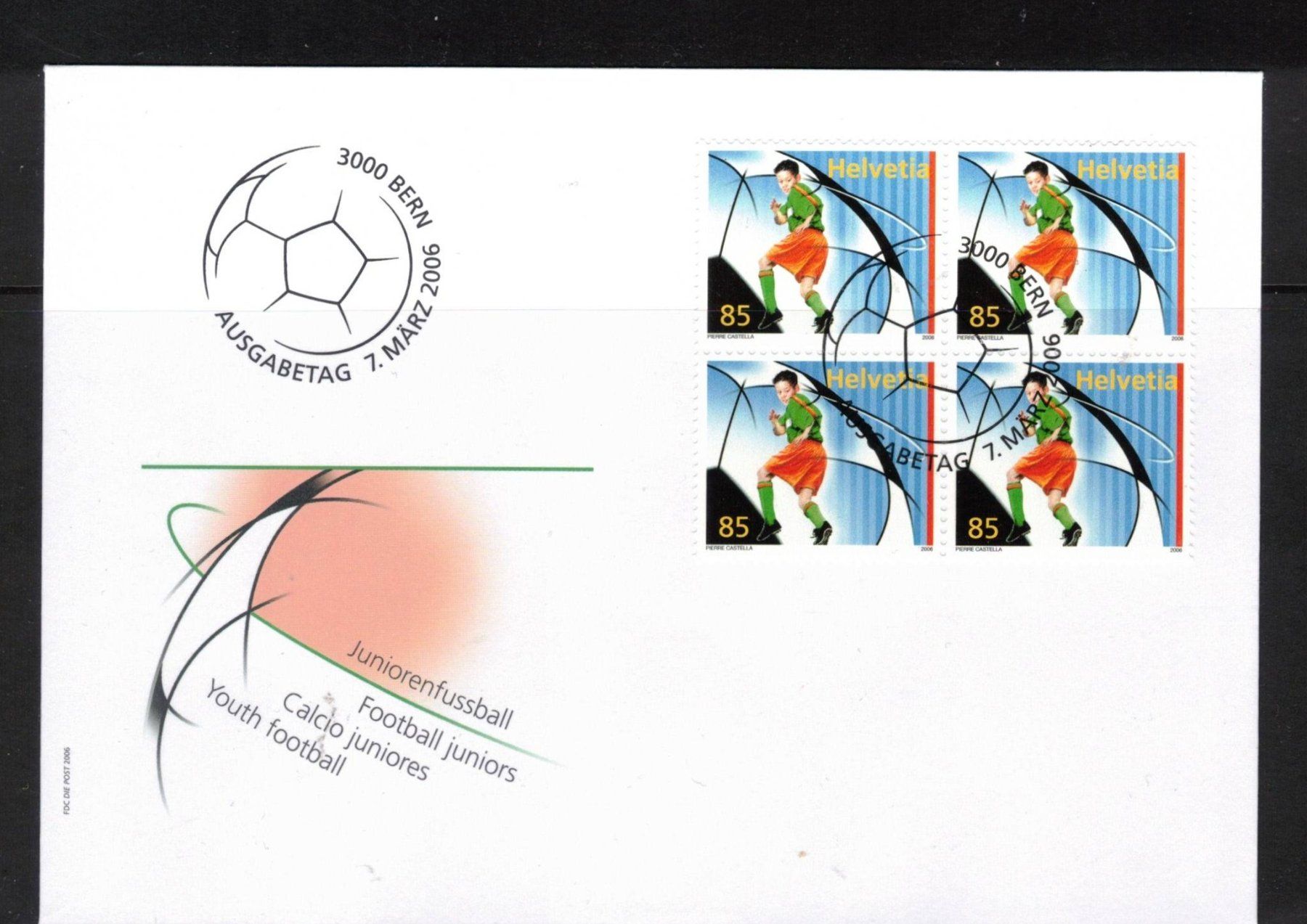 Tutti i francobolli: 2006 Juniorenfussball  FDC 4er UNO aus ABO – Usato da Rheinau venduto da loxis