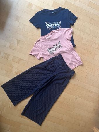 2 Pepe Jeans T-Shirts Gr. S + Tchibo-Culotte 146/152