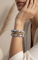 Elegantes Blau-Gold Armband mit marmorierten Perlen 🩵💛