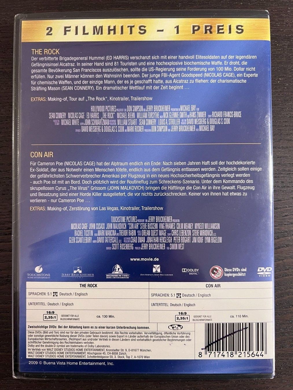 Tutti i DVDs: The Rock & Con Air – Nuovo e nell'imballaggio originale da Zürich venduto da FilmFreunde 1