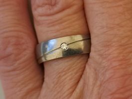 Damen Ring Titan mit Diamant 0.03 ct, w-si, getragen