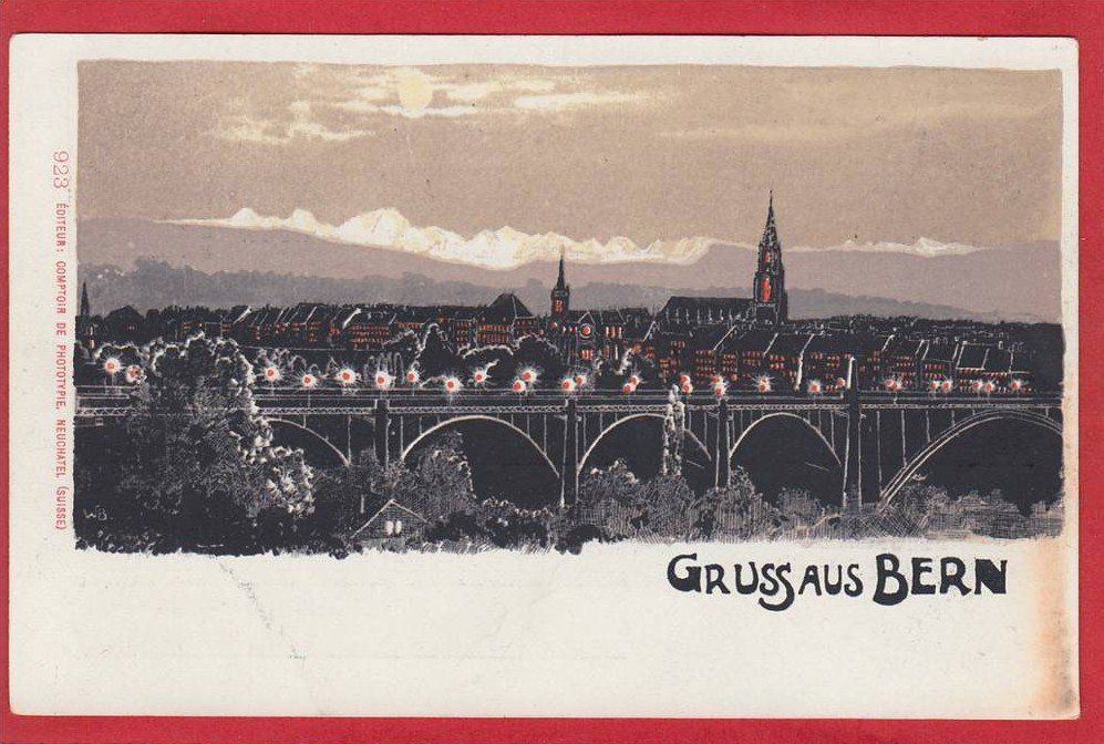 Cartoline postali: BERN, LITHO, MONDSCHEINLITHO BERN, LITHO, MONDSCHEINLITHO – Usato da Grüningen venduto da Kartenlaube