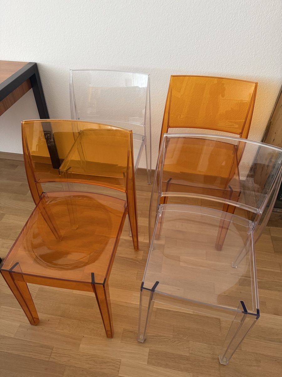 Stühle: Set: 4x Design-Stühle GYZA - Transparent & Amber – Gebraucht aus Zürich von voj_r78b