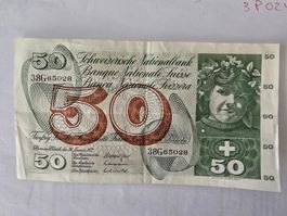 50 francs suisses 1973 presque neuf, avec de petits plis
