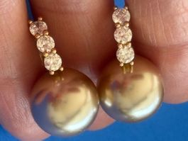 Luxus Elegante Kunstperle Ohrschmuck Ohrstecker Farbe: Gold
