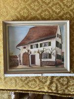 Oelgemälde Hausmotiv mit  Holzrahmen