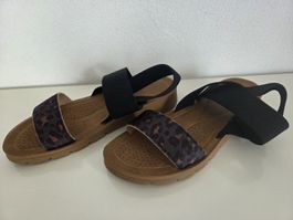 Sandalen Damen schwarz Leopard Print Gummizug Grösse 39 neu