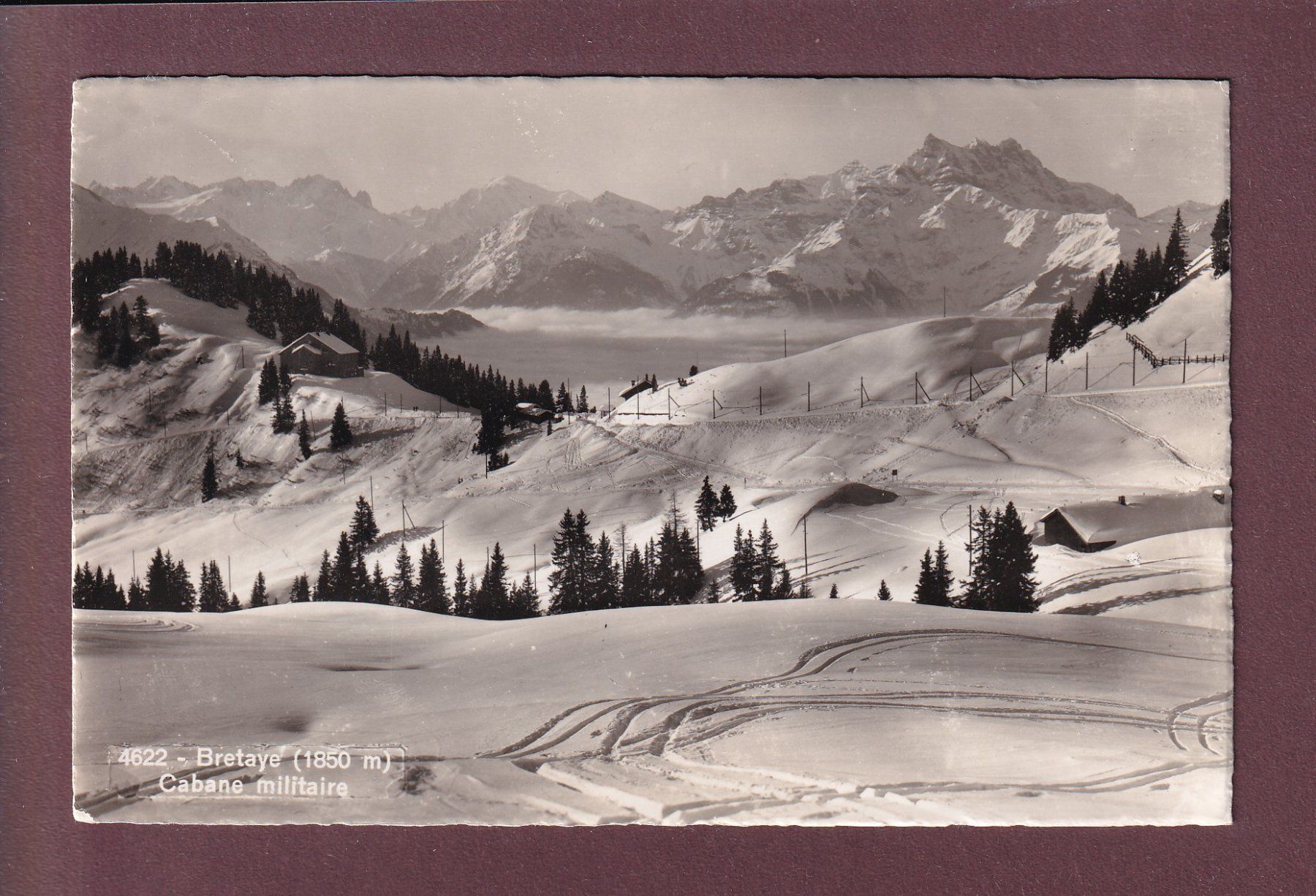 Cartoline postali: BRETAYE en hiver - Cabane militaire - 1953 – Usato da Pully venduto da nicecards