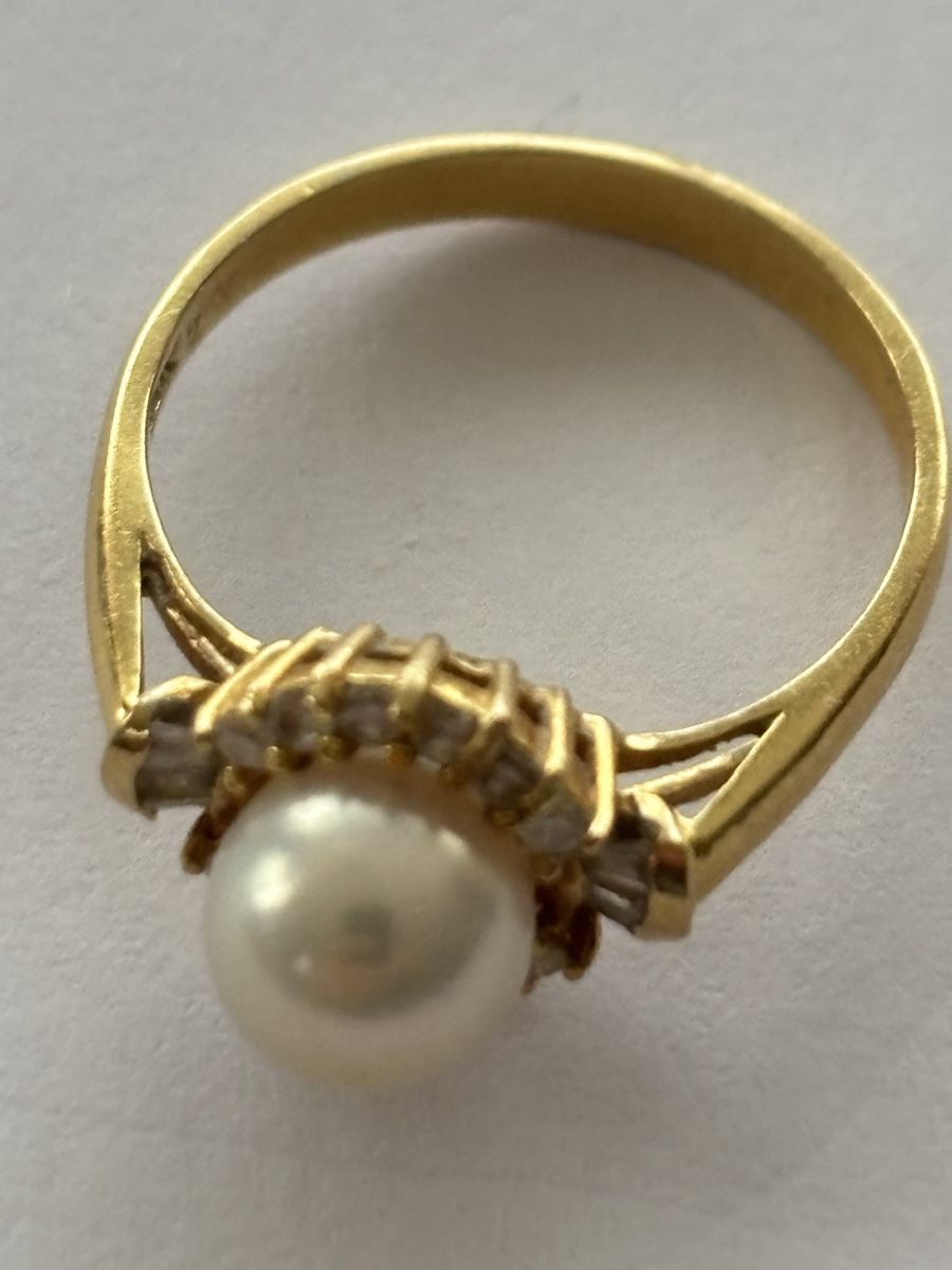 Anelli: Gelbgoldring/Perle / Diamanten 18 Ka – Usato da Langnau am Albis venduto da flusspflege 4