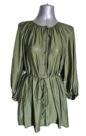 Trendiges Blusenkleid in Olivgrün Gr. L