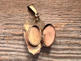 Amulett antik 1930 Tombak rosegold vergoldet türkis Perle