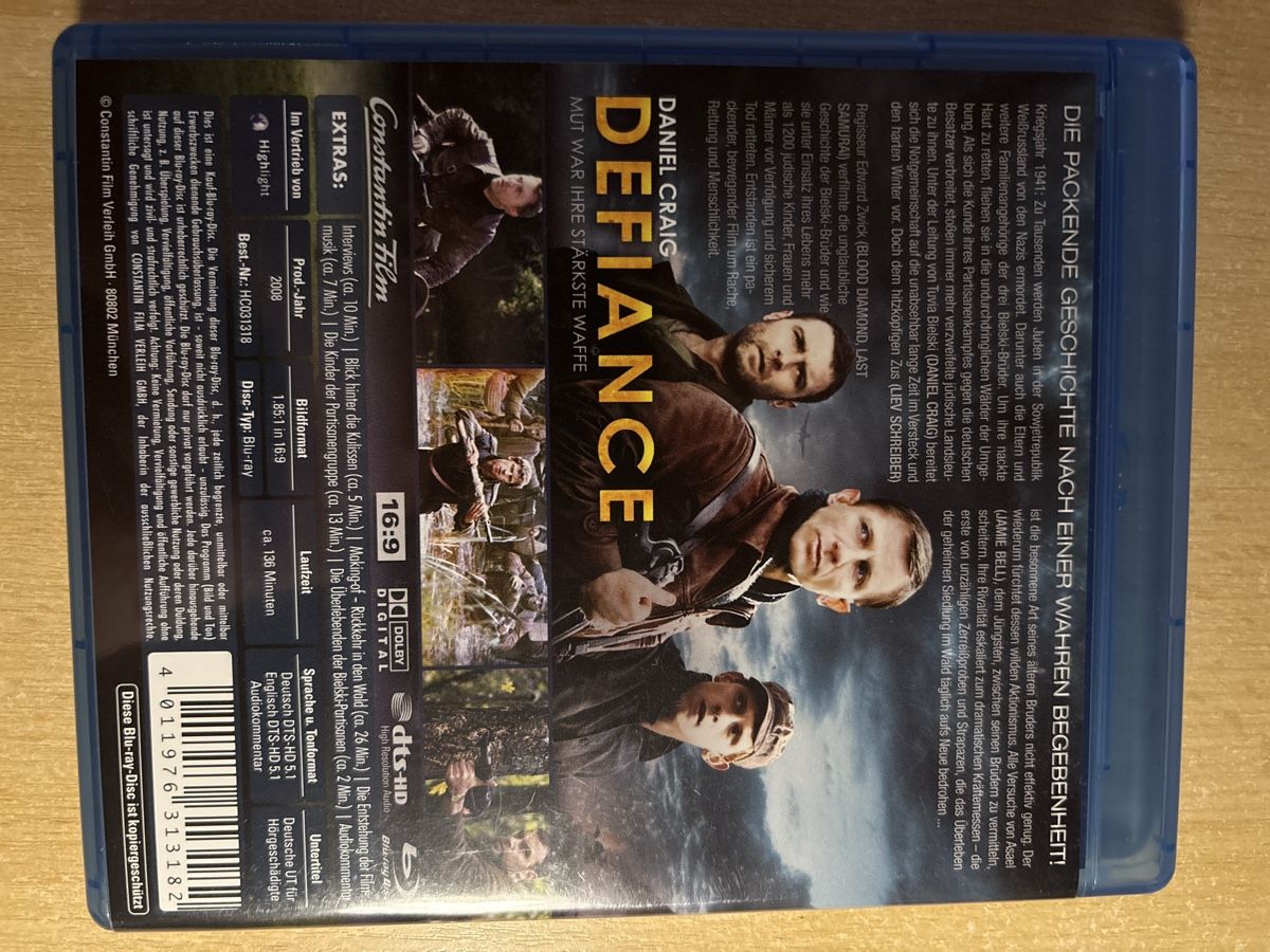Tutti i DVDs: Defiance mit Daniel Craig - Blu-ray - Top Zustand! – Usato da Gerlafingen venduto da Marcryter 1