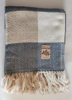 Alpakadecke Peru Kuscheldecke, Beige, Blau, Neu!