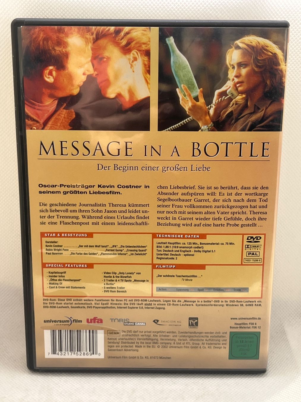 Alle DVDs: DVD Message in a Bottle, Kevin Costner – Gebraucht aus Hinterkappelen von Kim1992 1