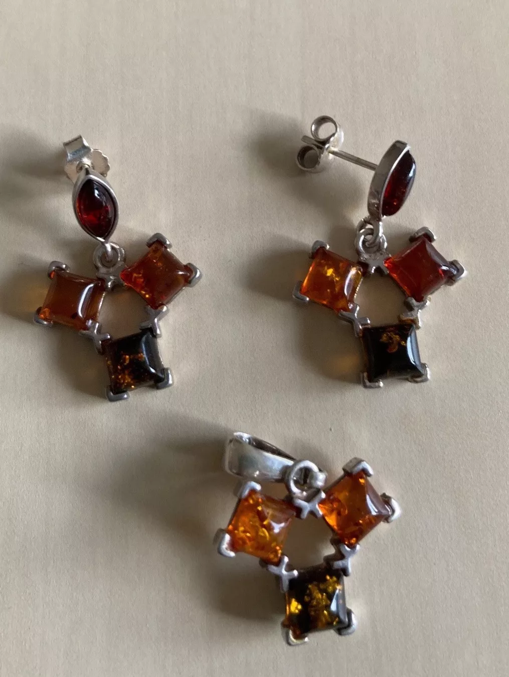 Orecchini pendenti & Orecchini a lobo: Silber Bernstein Schmuckset – Usato da Stallikon venduto da dotka07 2